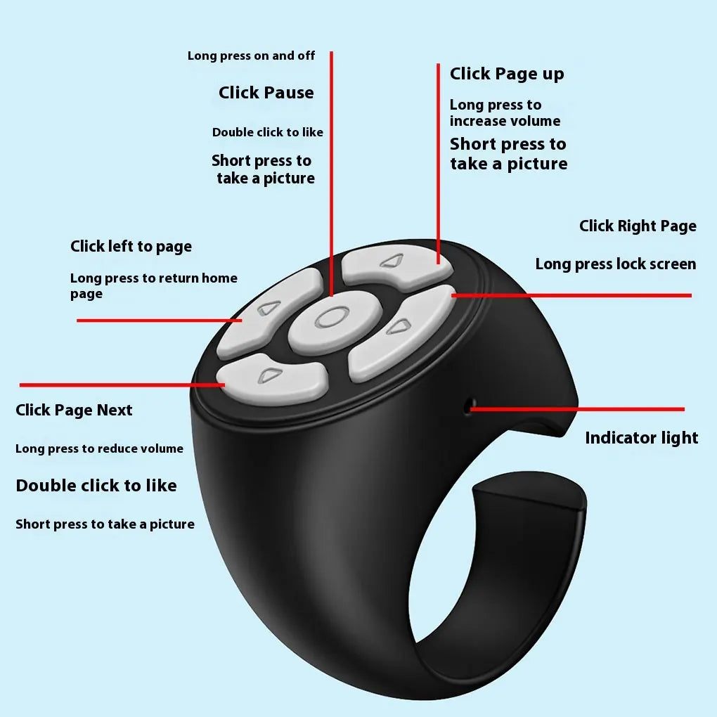 Wireless Bluetooth Mobile Selfie Lazy Remote Control Ring