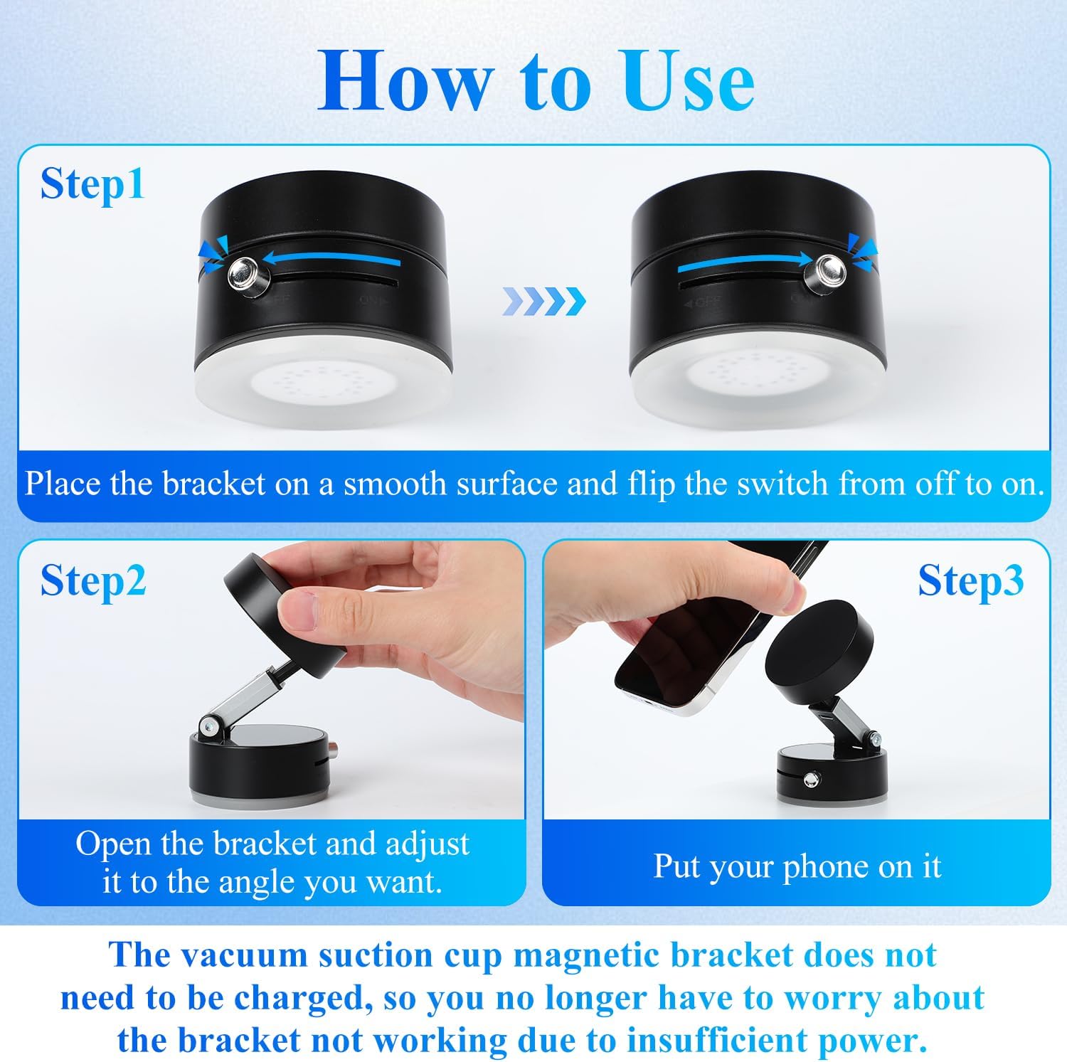 SUNTAP Adjustable Magnetic Lock-Suction Phone Holder for Car, Gym & Mirror - Compatible with iPhone 16/15/14/13/12 (Black)