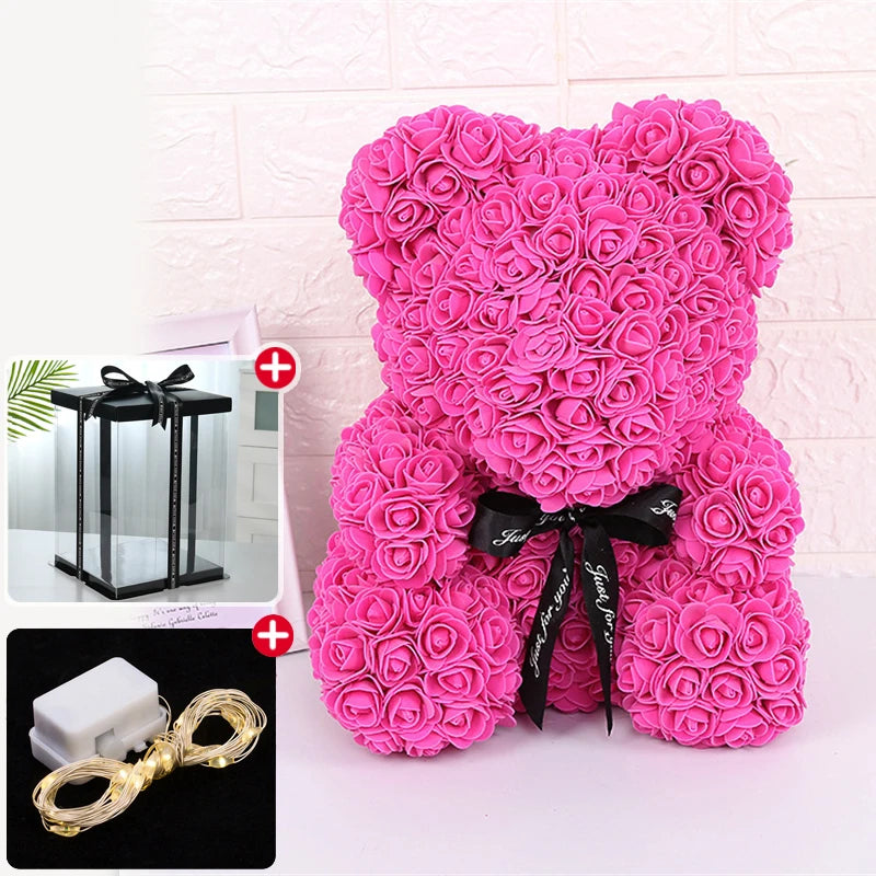 Forever Rose Teddy Bear with Lights